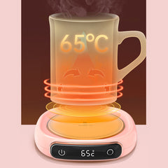 Still Warm holding a glass mug at temperature