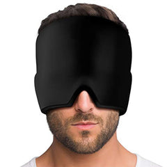 Quiet Hour Wrap in black, worn over the eyes