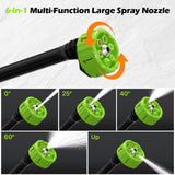 6-in-1 multi-function nozzle showing the 0, 25, 40 and 60 degree jets plus the upward shower spray